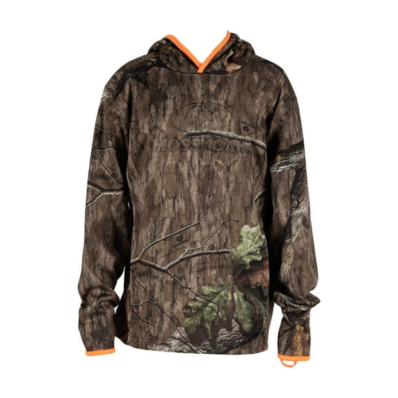 Mossy Oak Youth Camouflage Hunting Performance Hoodie, Mossy Oak Bottomland, L