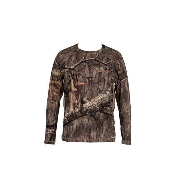 Mossy Oak Youth Long Sleeve Camouflage Hunting Performance Shirt, Mossy Oak Country Roots, M