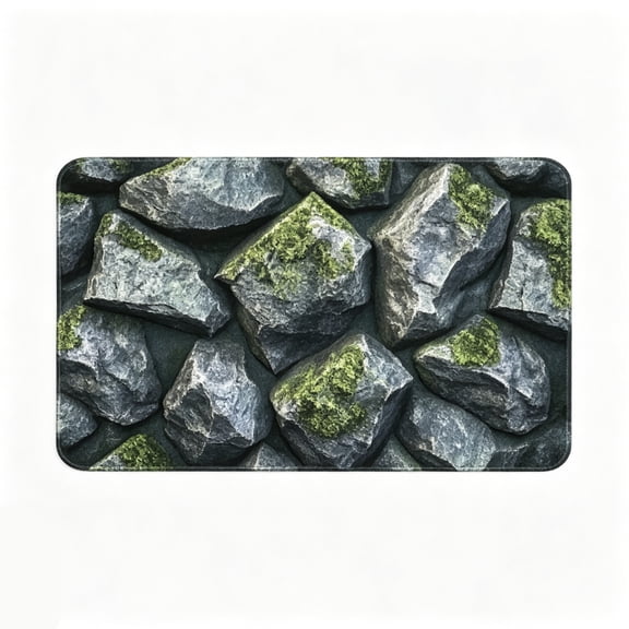 Mossy Rock Texture Floor Mat Natural Stone Garden Style Rug