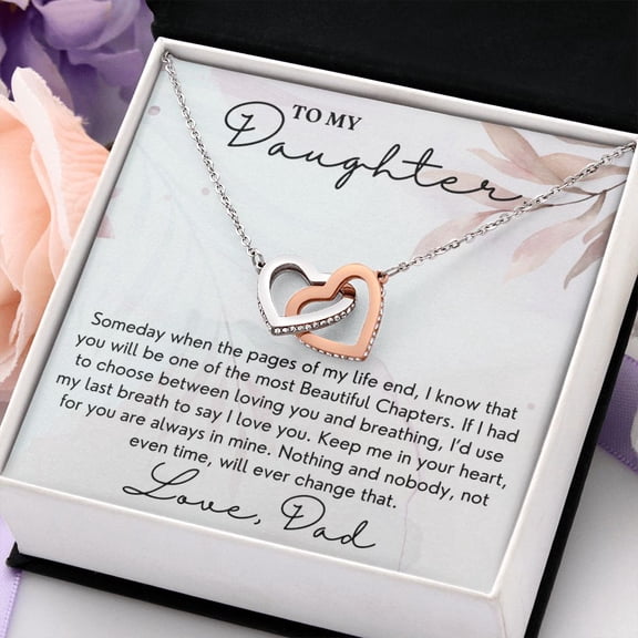 Most Beautiful Chapter Of My Life, Interlocking Hearts Necklace For Daughter, Multi Interlocking Heart Necklace