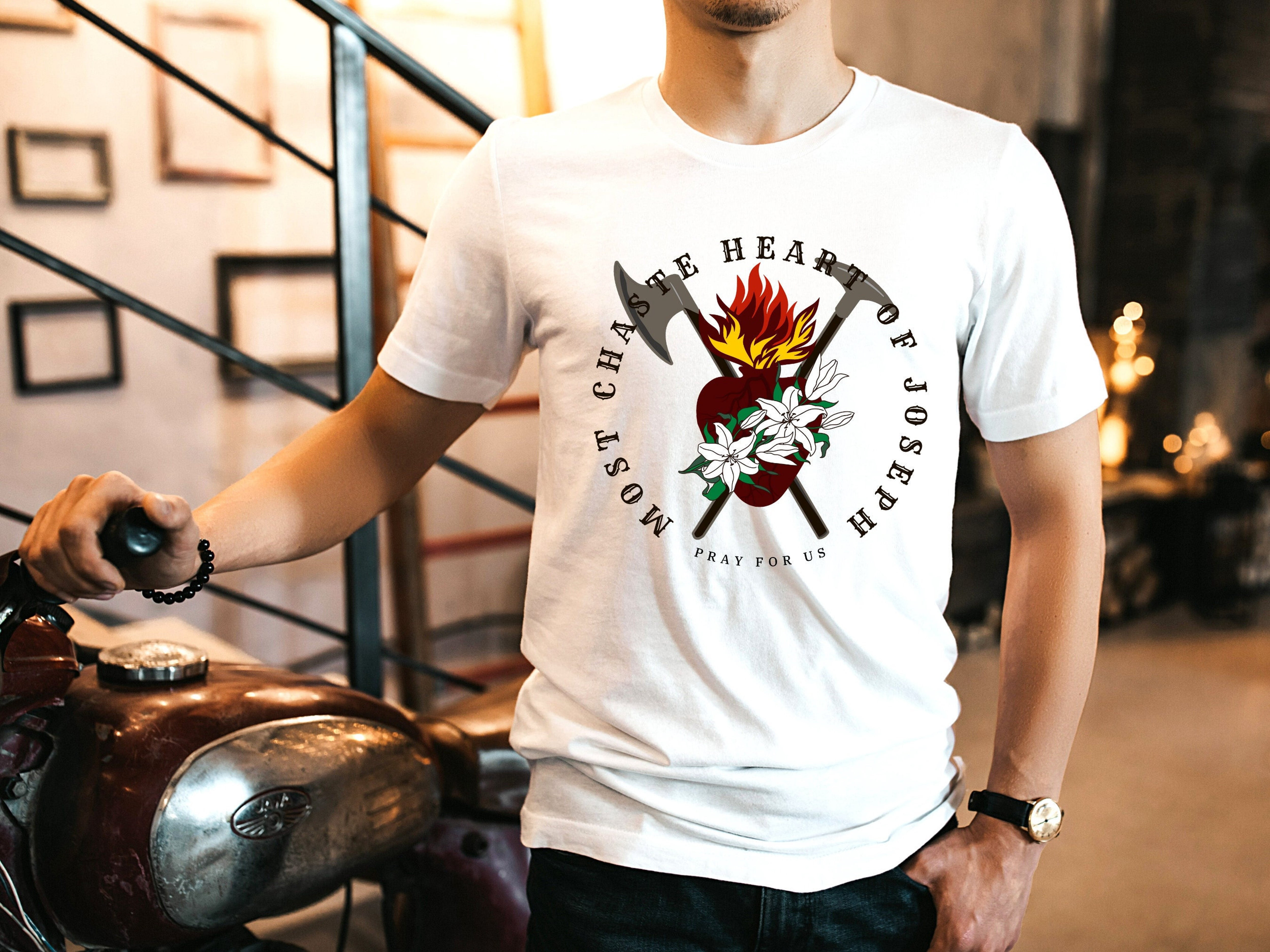Most Chaste Heart of Joseph Tshirt for Men, Saint Joseph's pure and