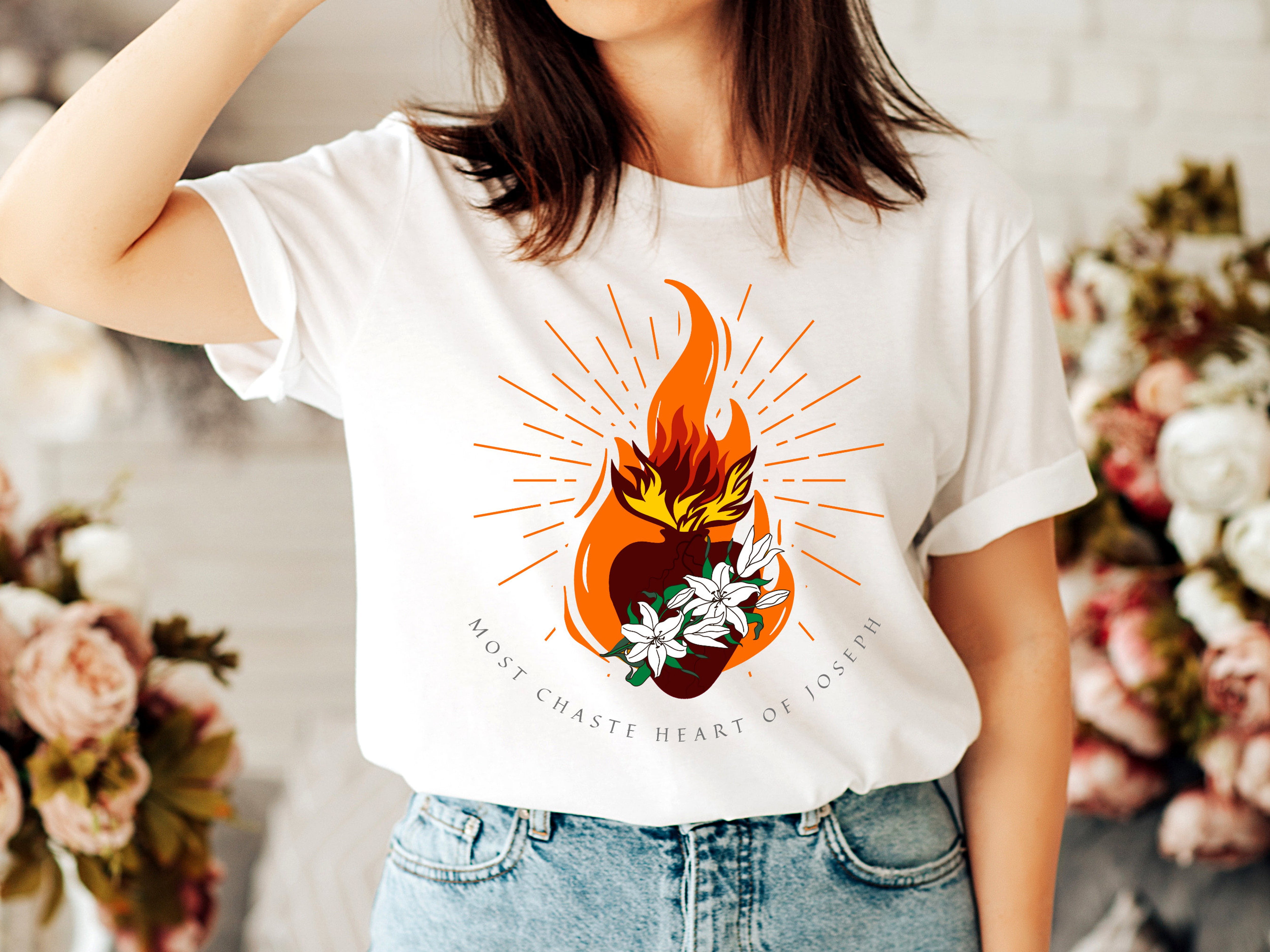 Most Chaste Heart of Joseph Tshirt for Women, Devotion to Saint Joseph