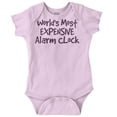 thumbnail image 1 of Most Expensive Alarm Clock Funny Joke Romper Boys or Girls Infant Baby Brisco Brands 12M, 1 of 7