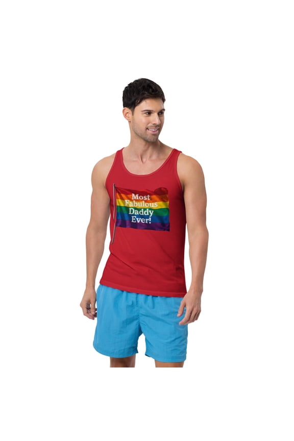 Most Fabulous Daddy Ever tank top  (Red, M)