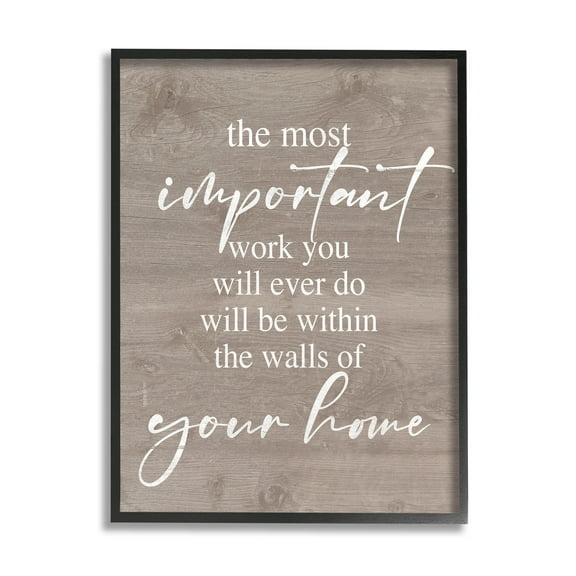 Most Important Work You'll Ever Do Phrase Inspirational Graphic Art Black Framed Art Print Wall Art