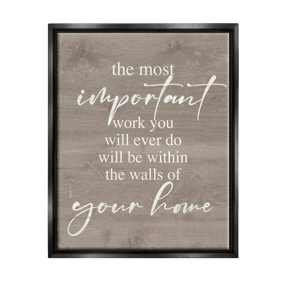 Most Important Work You'll Ever Do Phrase Inspirational Graphic Art Jet Black Framed Art Print Wall Art