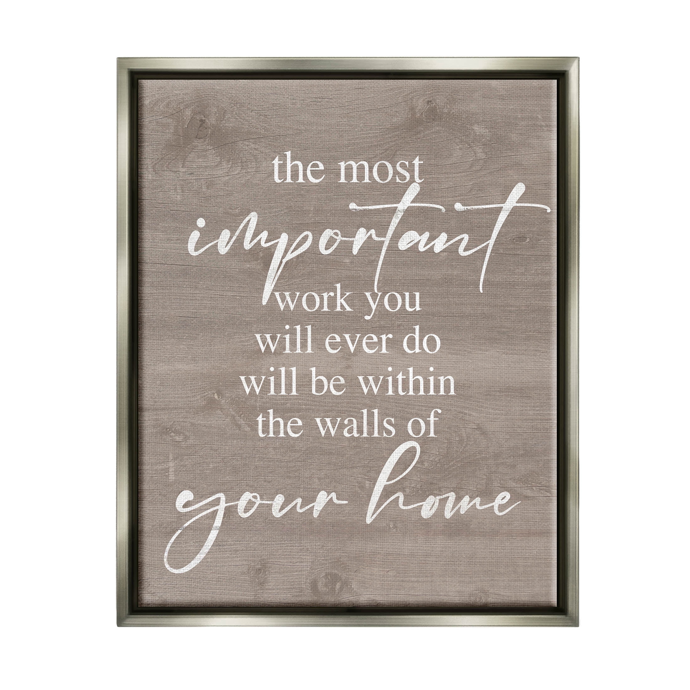 Most Important Work You'll Ever Do Phrase Inspirational Graphic Art Luster Gray Framed Art Print Wall Art