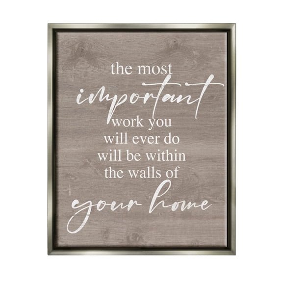 Most Important Work You'll Ever Do Phrase Inspirational Graphic Art Luster Gray Framed Art Print Wall Art