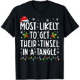 thumbnail image 1 of Most Likely To Get Their Tinsel In A Tangle Family Christmas T-Shirt, 1 of 4