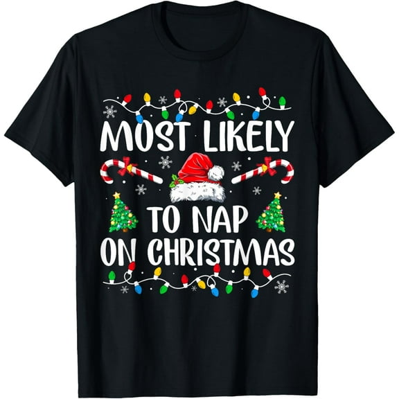 Most Likely To Nap On Christmas Family Matching Christmas T-Shirt