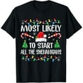 thumbnail image 1 of Most Likely To Start All The Shenanigans Funny Family T-Shirt, 1 of 3