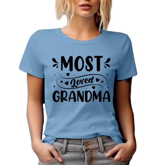 Most Loved Grandma, Love for Grandmother Themed, Mother's Day or Birthday, Baby Blue T-Shirt, Large