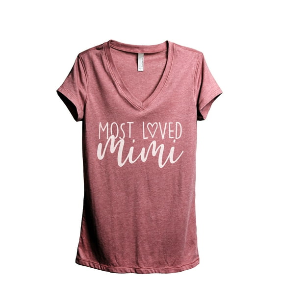 Most Loved Mimi Women's Fashion Relaxed V-Neck T-Shirt Tee Heather Rouge Medium
