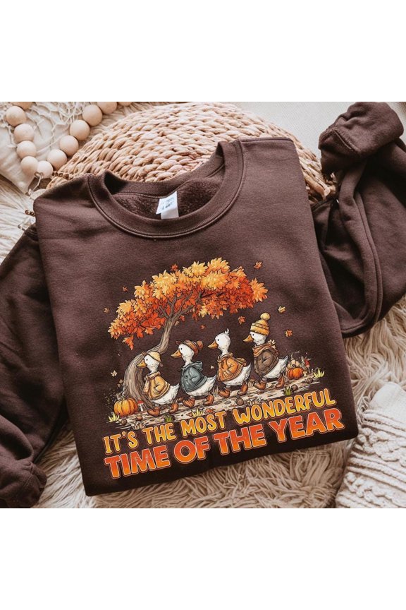 Most Wonderful Time of the Year T-Shirt – Goose Fall Tee, Cozy Holiday Vibes Shirt, Retro Autumn Aesthetic