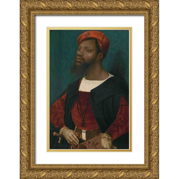Mostaert, Jan 11x14 Gold Ornate Wood Framed with Double Matting Museum Art Print Titled - Portrait of an African Man