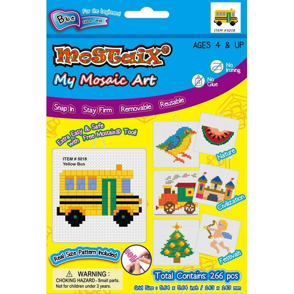 Mostaix Blue Series Block Tile Puzzle - Yellow Bus (266 pieces)