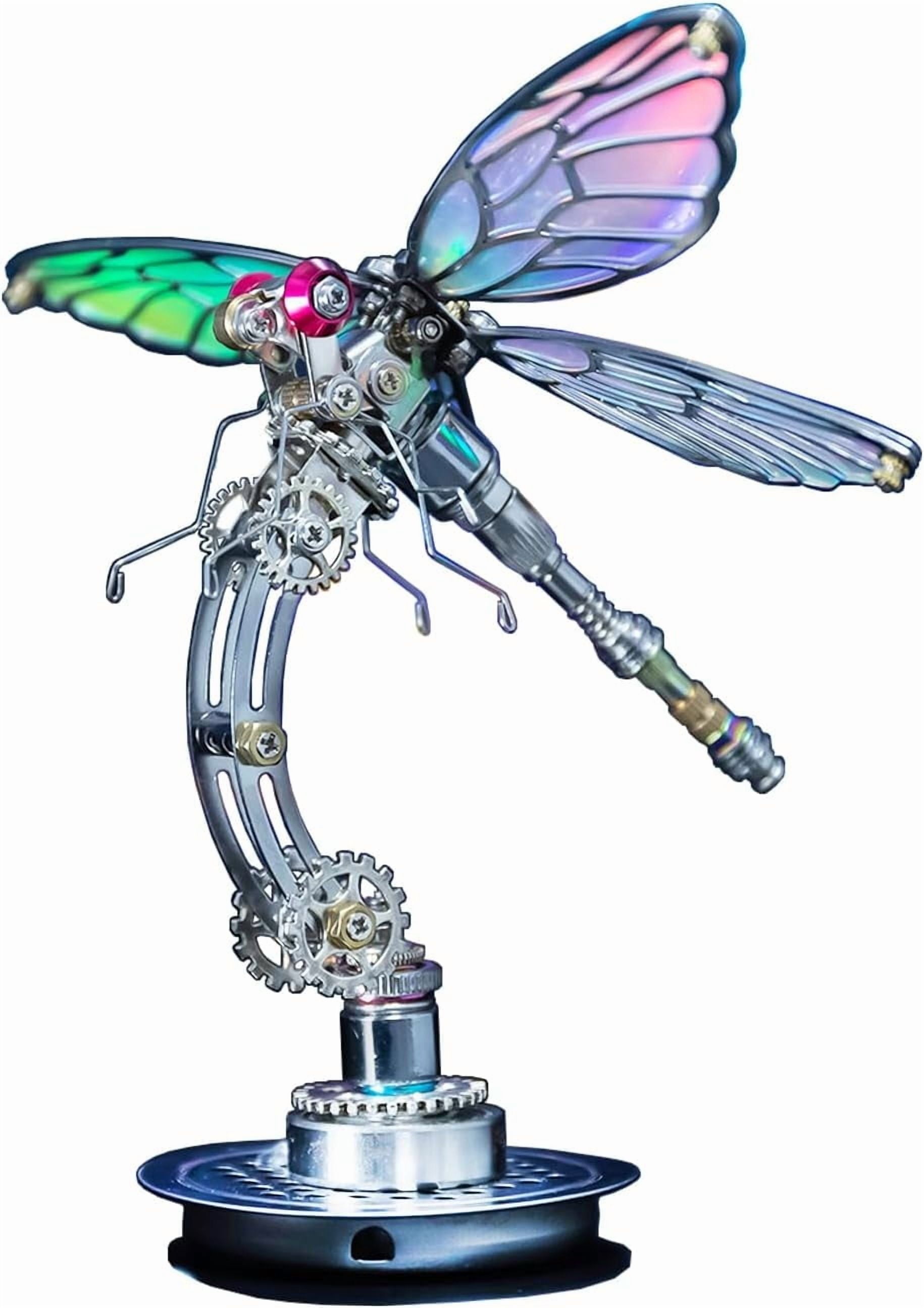 Mostarle 3D Metal Puzzle Cyberpunk Dragonfly, Color-Shifting Electroplated Wings, Adjustable Display, DIY Mechanical Model Kit for Adults & Teens, Gift