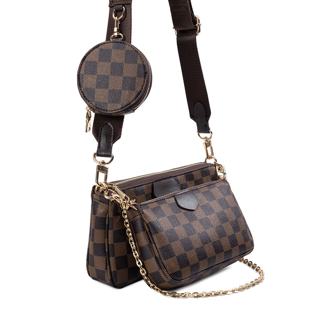 Mostdary Fashion Checkered Cross Body Bag PU Leather Satchel
