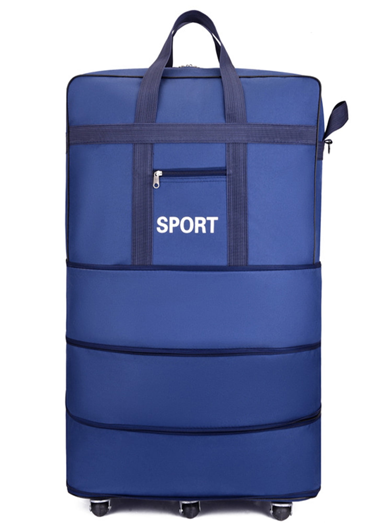 Mostdary Men Foldable Rolling Duffel Bag Wheels Carry On Tote Handbag Zipper Oxford Luggage Top