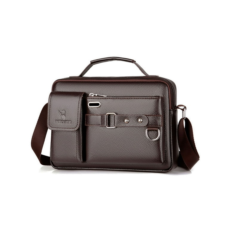 Mostdary Mens Leather Shoulder Crossbody Bags Men Fashion Business Satchels Multi Pocket Work Utility Briefcase Handbag Brown., Men's, Size: 11.2 x