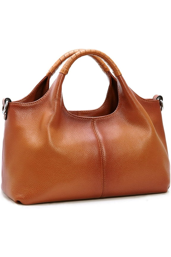 Women Satchels Genuine Leather Top Handle Handbags Large Work Tote Shoulder Bags Crossbody Purses Brown