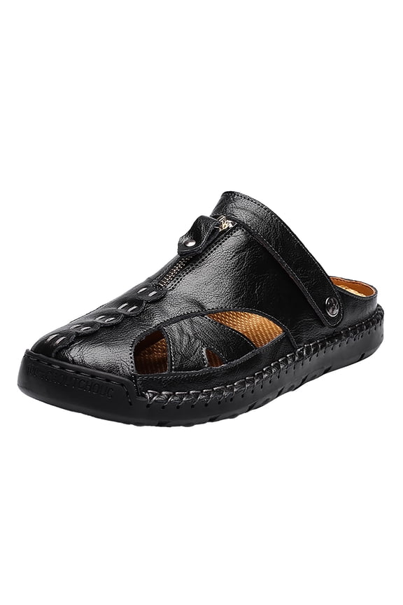 Adjustable Clogs for Men Closed Toe Handmade Fisherman Hiking Sandals Slip on Mules Shoes