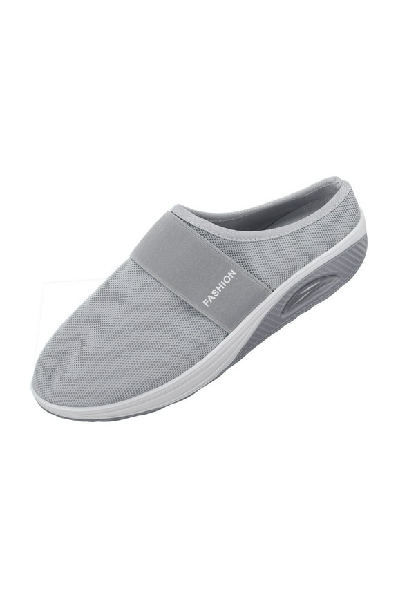 Air Cushion Mesh Mules for Women Slip on Casual Wedge Slippers Comfort Walking Shoes