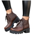 thumbnail image 1 of JHOKCI Ankle Boots for Women Heel Round Toe Lace up Oxfords Vintage Short Booties, 1 of 7