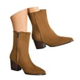 thumbnail image 1 of Mostsola Ankle Boots for Women Low Heel Suede Pointed Toe Side Zipper Bootie Dress Shoe, 1 of 8