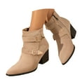 thumbnail image 1 of Mostsola Ankle Boots for Women Pointy Toe Stacked Heel Side Zipper Chelsea Fall Booties, 1 of 8