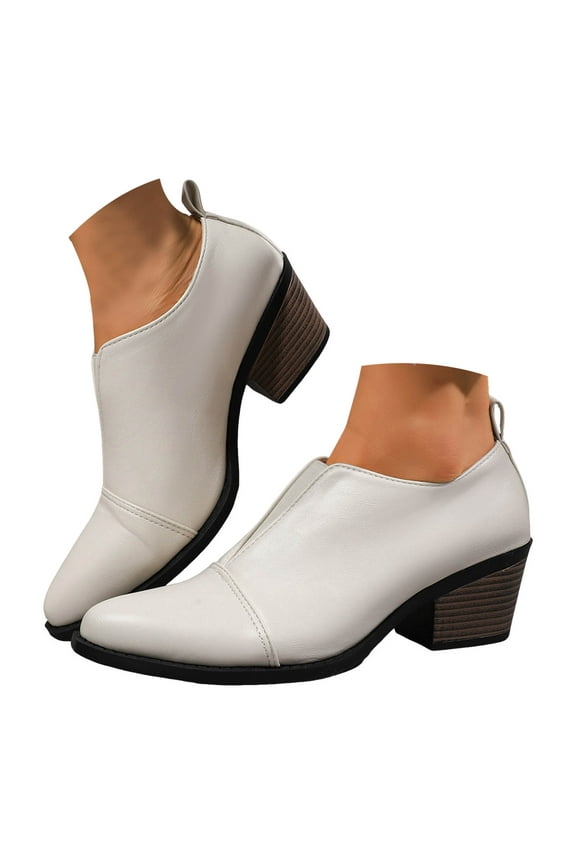 Ankle Boots for Women Slip on Dress Chelsea Boots Closed Toe Stacked Heel Booties