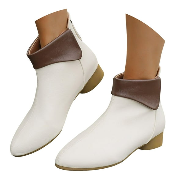 Mostsola Ankle Boots for Women Slouchy Low Heel Booties Pointed Toe Casual Zipper Short Boots