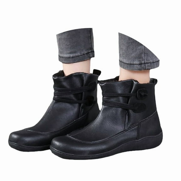Mostsola Ankle Boots for Women Vintage Soft Leather Lace up Flat Shoes Side Zipper Fall Booties