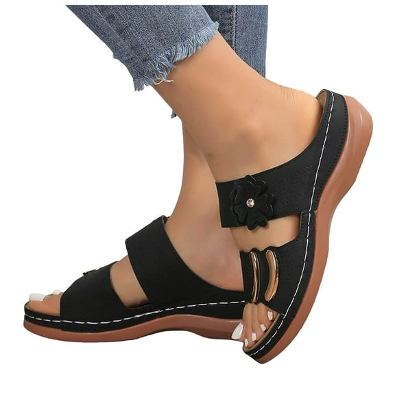 Mostsola Arch Support Sandals Womens Walking Slides Shoes Bohemia Flower Comfortable Wedges
