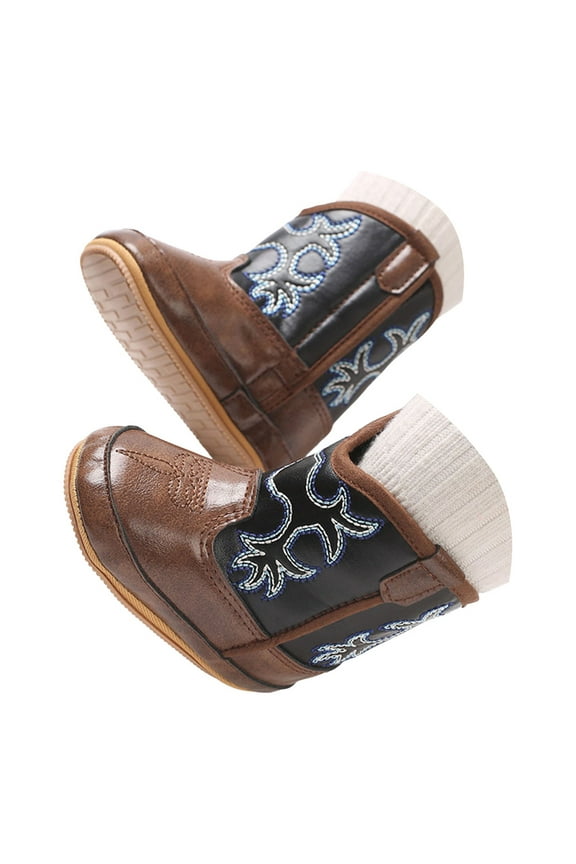 Baby Boys Girls Western Cowboy Boots Moccasins Toddler Soft Sole Anti-Slip Booties
