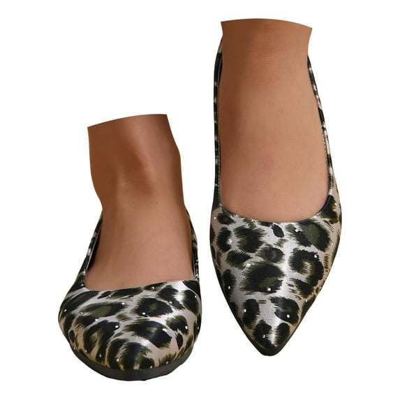 Mostsola Ballet Flats Shoes for Women Leopard Print Pointed Toe Slip on Dressy Shoes Walking Shoes