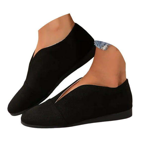 Mostsola Ballet Flats Shoes for Women Slip on V Cut Suede Casual Pointed Toe Walking Shoes