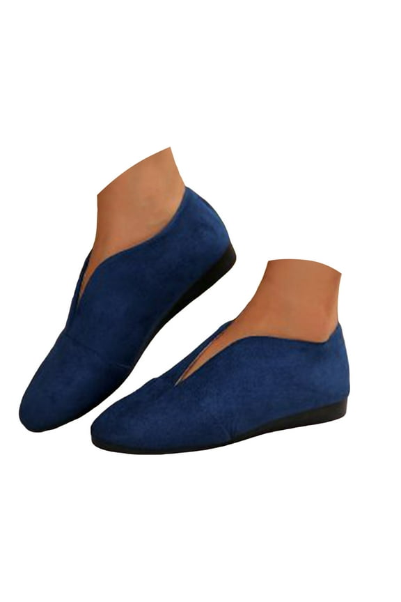 Ballet Flats Shoes for Women Slip on V Cut Suede Casual Pointed Toe Walking Shoes