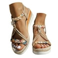thumbnail image 1 of Mostsola Bohemian Sandals for Women 2025 Open Toe Braided Espadrilles Slingback Wedge Sandals, 1 of 9
