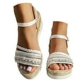 thumbnail image 1 of Mostsola Bohemian Sandals for Women 2025 Open Toe Braided Espadrilles Slingback Wedge Sandals, 1 of 8