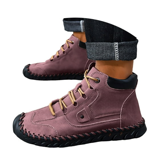 Mostsola Boots for Men Lace up Outdoor Walking Shoes Lightweight Casual Round Toe Ankle Boots