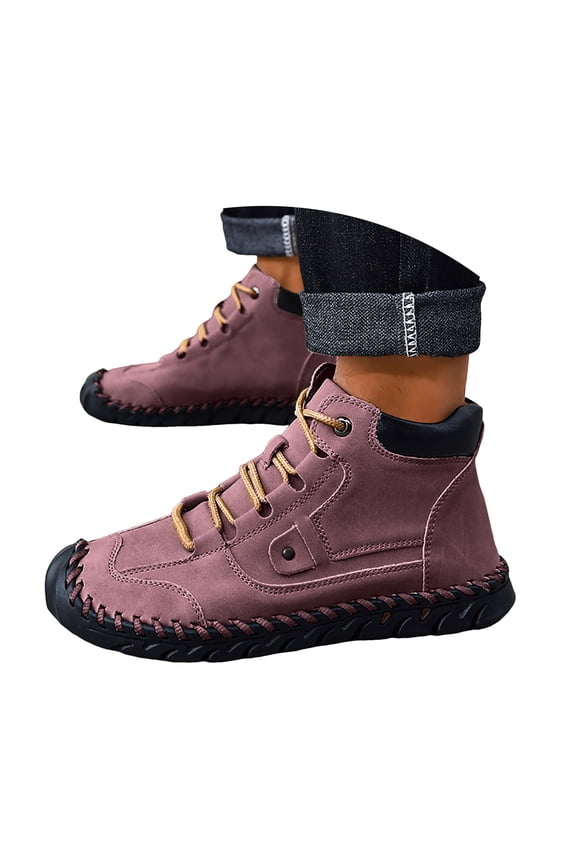 Boots for Men Lace up Outdoor Walking Shoes Lightweight Casual Round Toe Ankle Boots