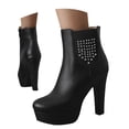 thumbnail image 1 of Mostsola Boots for Women Block High Heel Ankle Boots Trendy Rhinesstone Dress Fall Booties, 1 of 8