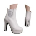 thumbnail image 1 of Mostsola Boots for Women Block High Heel Ankle Boots Trendy Rhinesstone Dress Fall Booties, 1 of 9