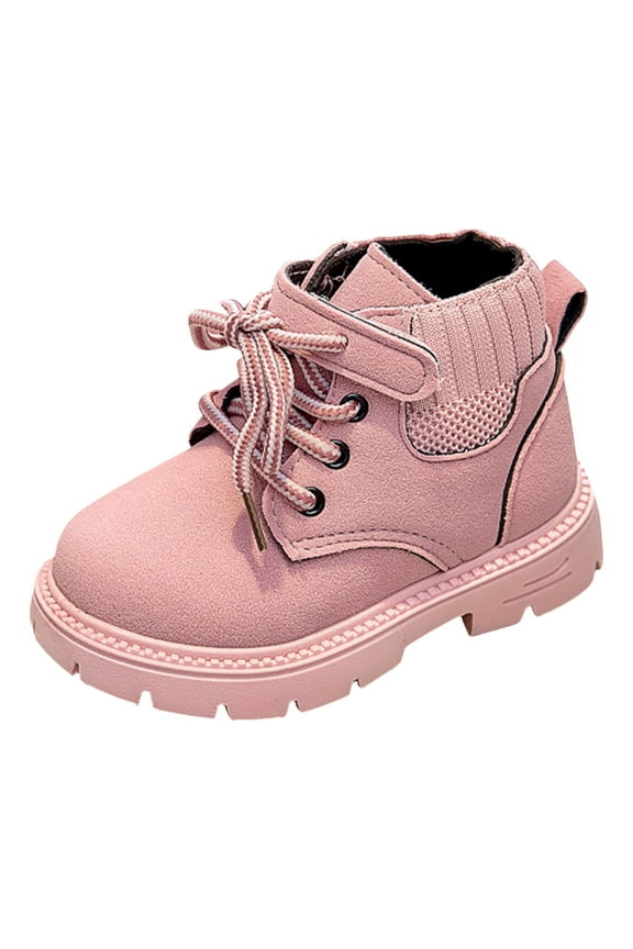 Boys Girls Hiking Boots Little Kid High Top Dress Shoes Toddler Lace up Non-Slip Ankle Boot