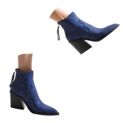 JHOKCI Chelsea Ankle Boots for Women Pointy Toe Stacked Heel Western Cowgirl Booties
