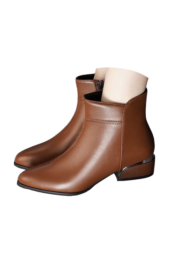 Chelsea Ankle Boots for Women Trendy Low Heel Side Zipper Pointy Toe Dress Short Booties