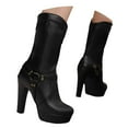 thumbnail image 1 of Mostsola Boots for Women Platform Heeled Mid Calf Punk Boots Pull on Wide Calf Tall Boots, 1 of 7