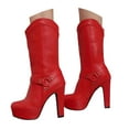 thumbnail image 1 of Mostsola Boots for Women Platform Heeled Mid Calf Punk Boots Pull on Wide Calf Tall Boots, 1 of 7