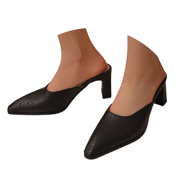 Mostsola Heel Mules for Women Mules Glitter Slip on Closed Pointed Toe Backless Loafers
